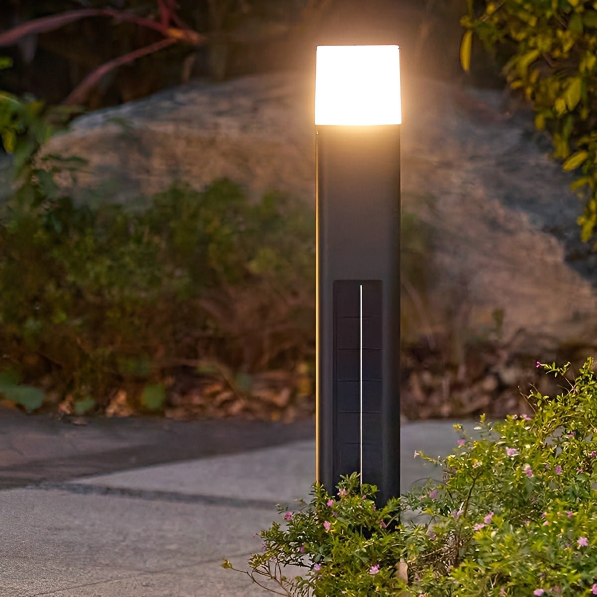 Modern 3-Sided Solar Triangle LED Outdoor Pathway Bollard Light