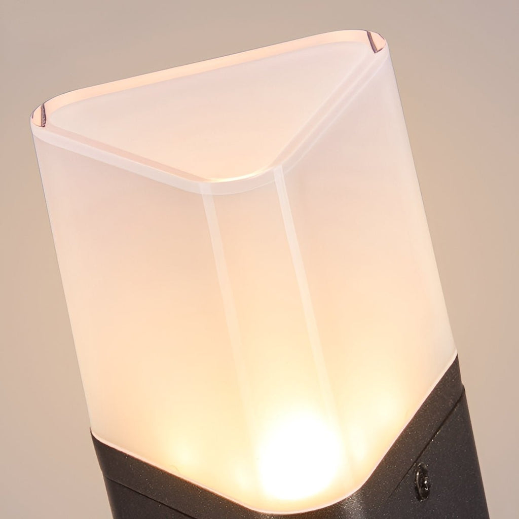 Modern 3-Sided Solar Triangle LED Outdoor Pathway Bollard Light