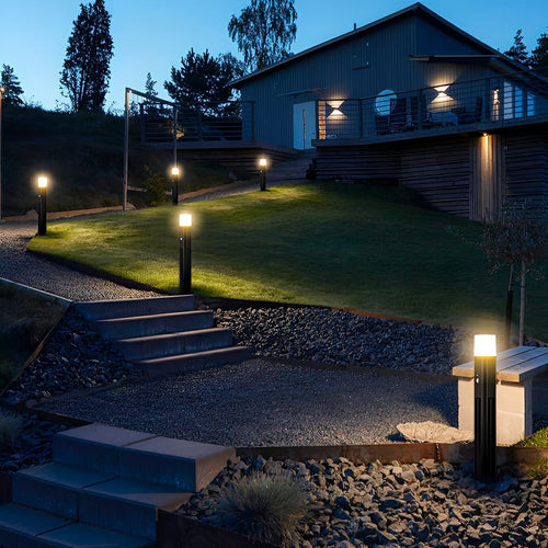 Modern 3-Sided Solar Triangle LED Outdoor Pathway Bollard Light