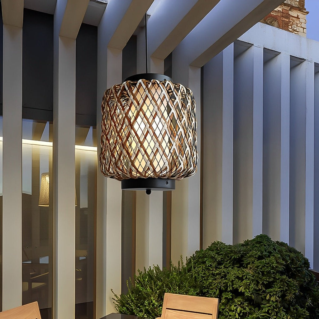 Outdoor Waterproof Rattan Hanging Lanterns Pendant Lights