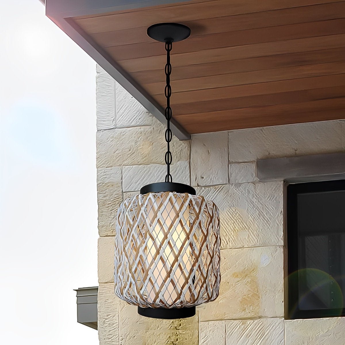Outdoor Waterproof Rattan Hanging Lanterns Pendant Lights