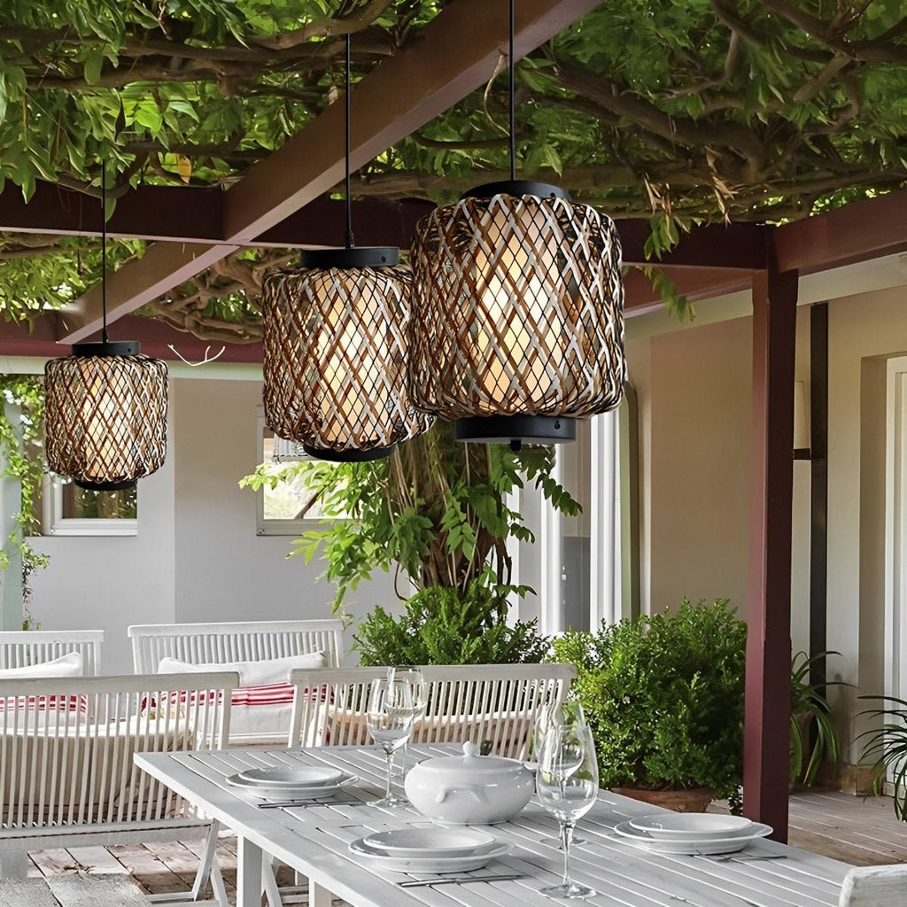 Outdoor Waterproof Rattan Hanging Lanterns Pendant Lights