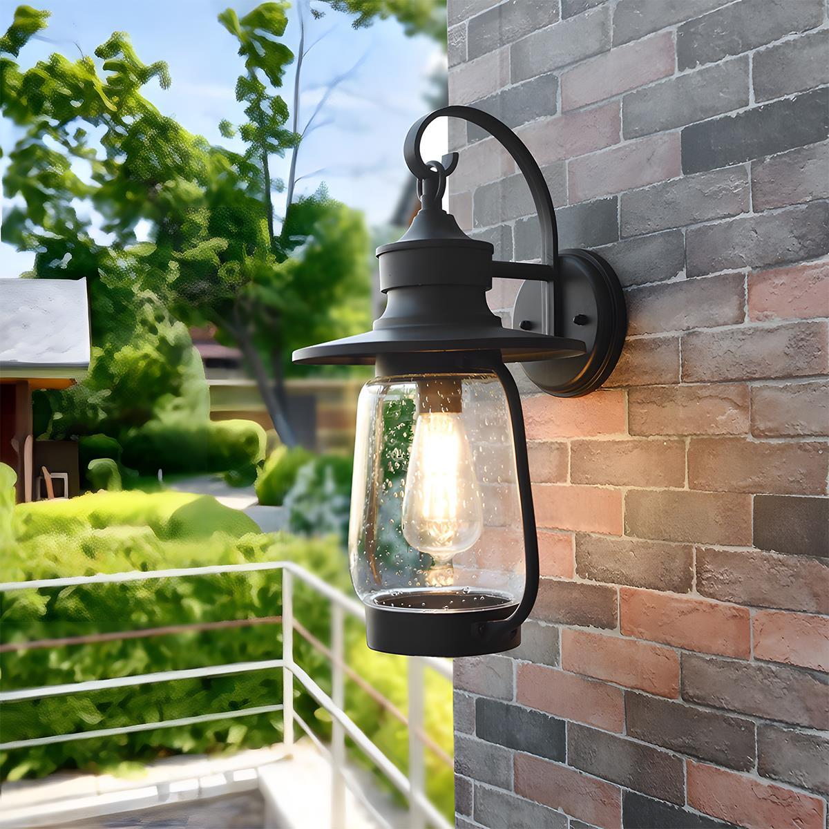 Retro Black Waterproof Lantern Outdoor Wall Sconces