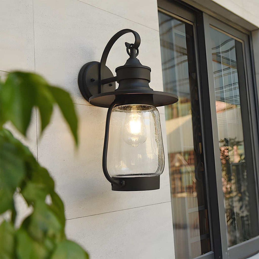 Retro Black Waterproof Lantern Outdoor Wall Sconces