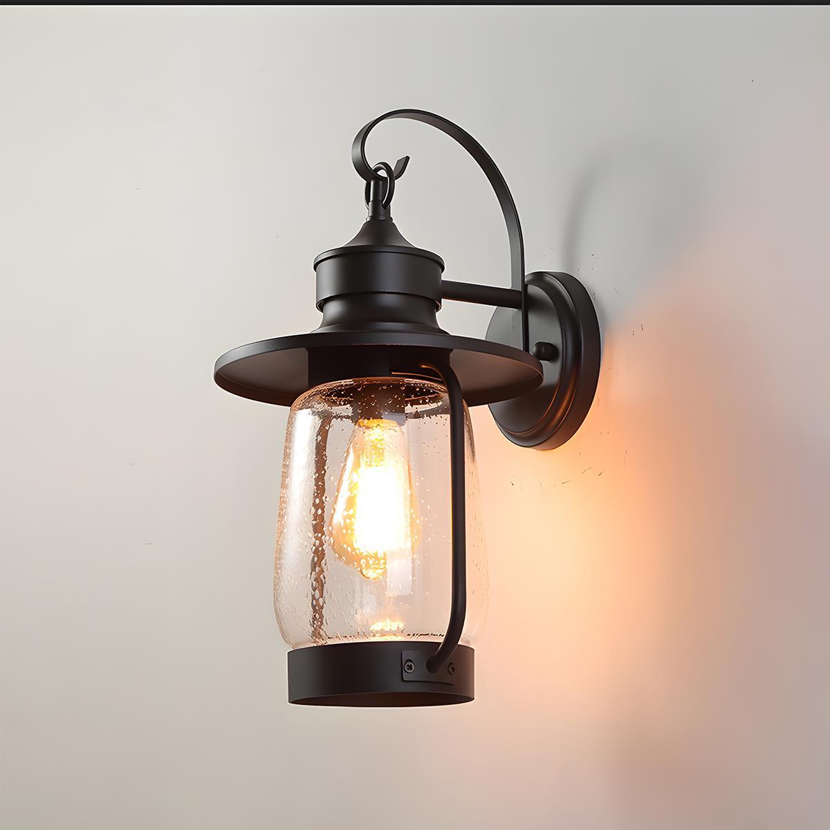 Retro Black Waterproof Lantern Outdoor Wall Sconces