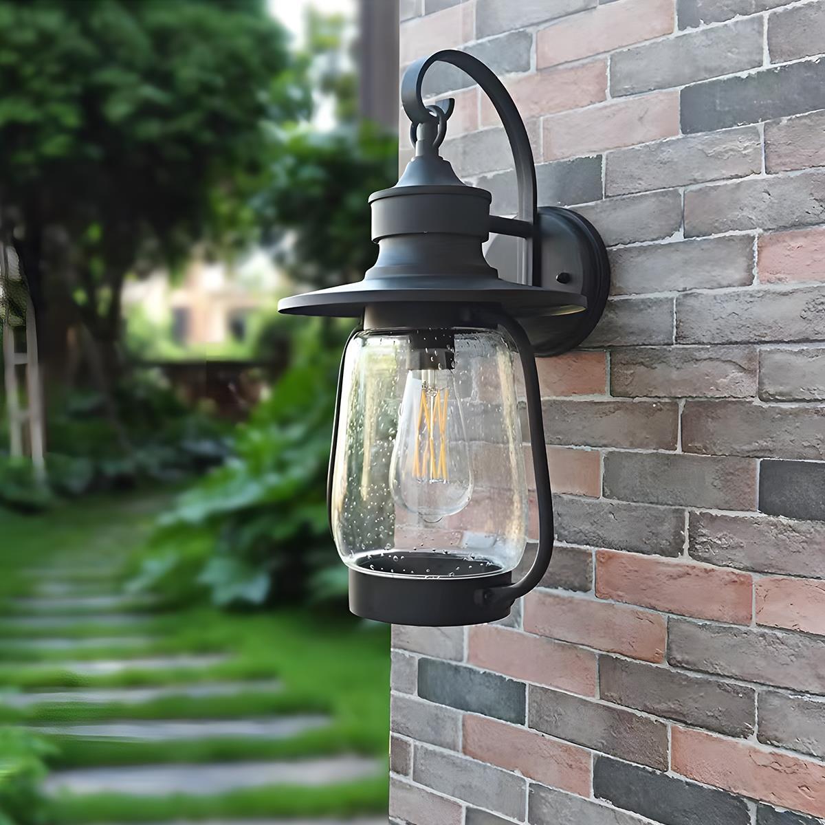Retro Black Waterproof Lantern Outdoor Wall Sconces