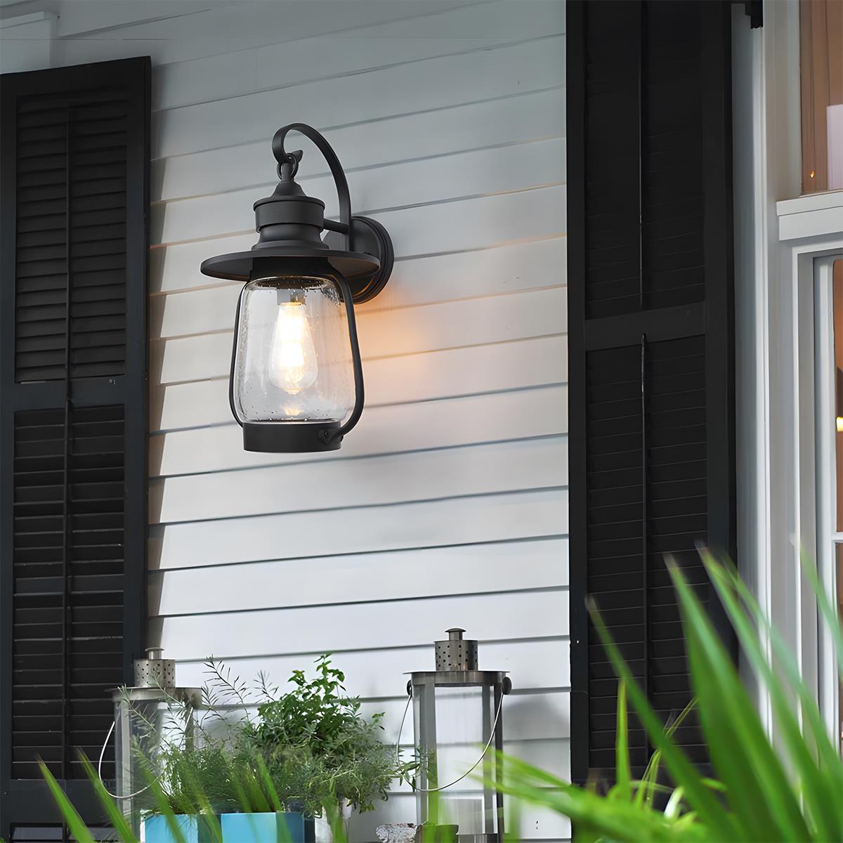 Retro Black Waterproof Lantern Outdoor Wall Sconces