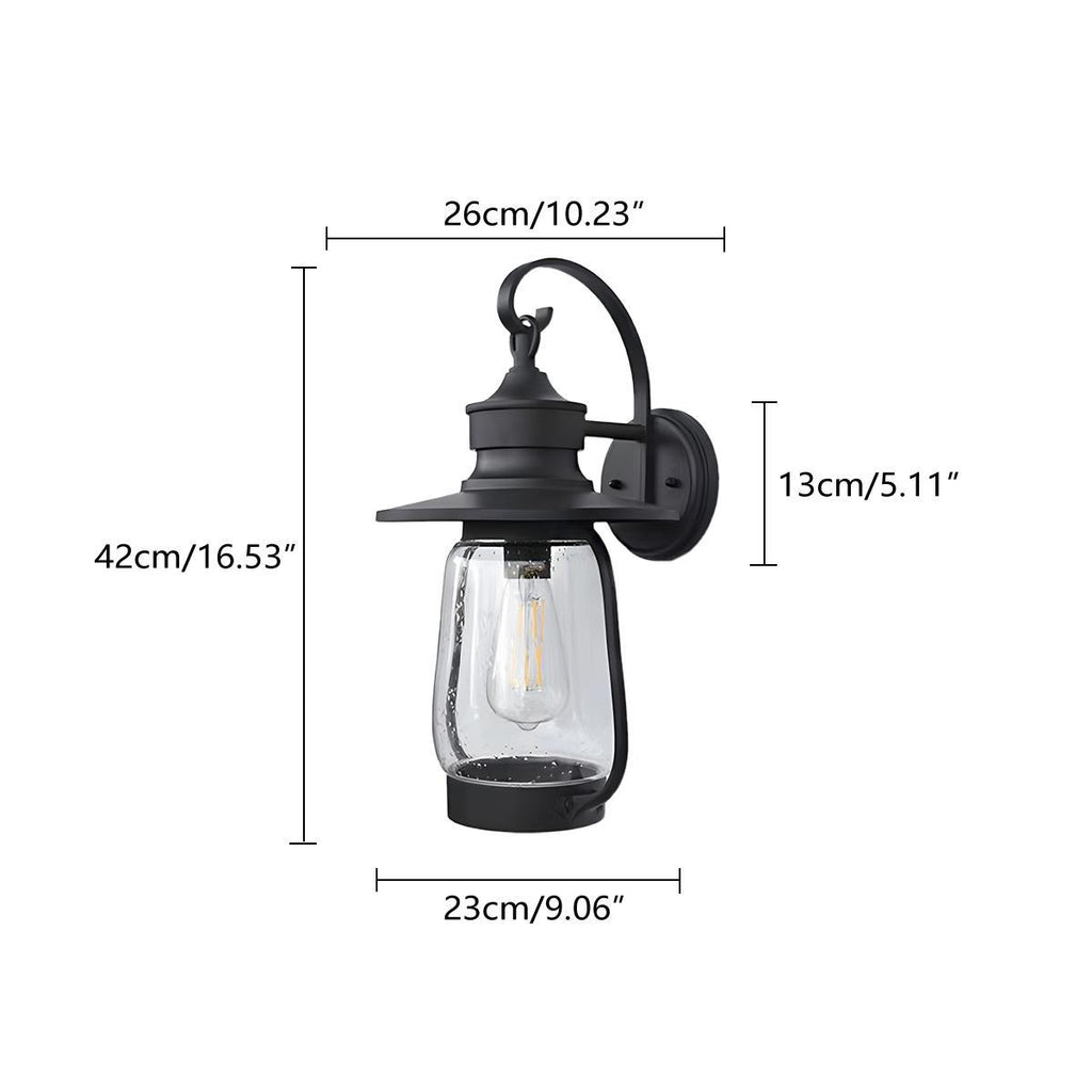 Retro Black Waterproof Lantern Outdoor Wall Sconces