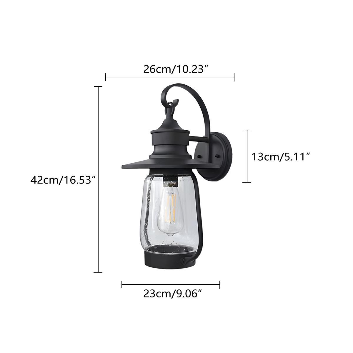 Retro Black Waterproof Lantern Outdoor Wall Sconces