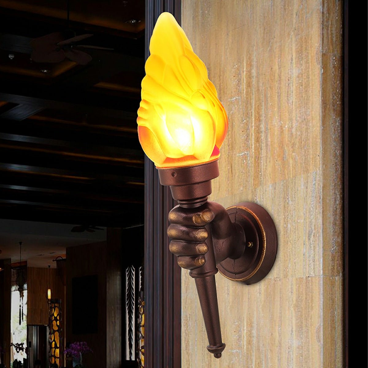 Vintage Torch Bearer LED Porch Light Outdoor Wall Lights