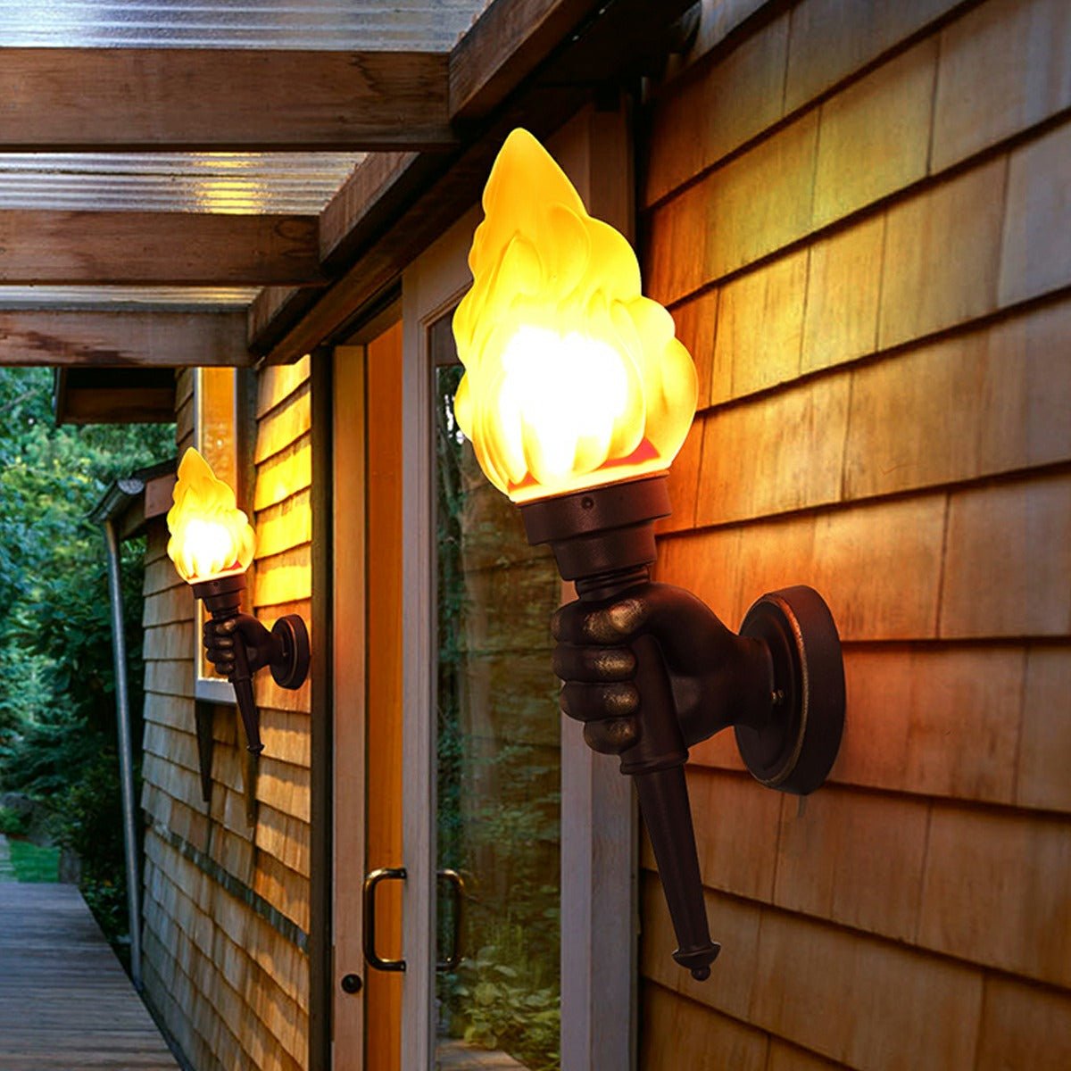 Vintage Torch Bearer LED Porch Light Outdoor Wall Lights
