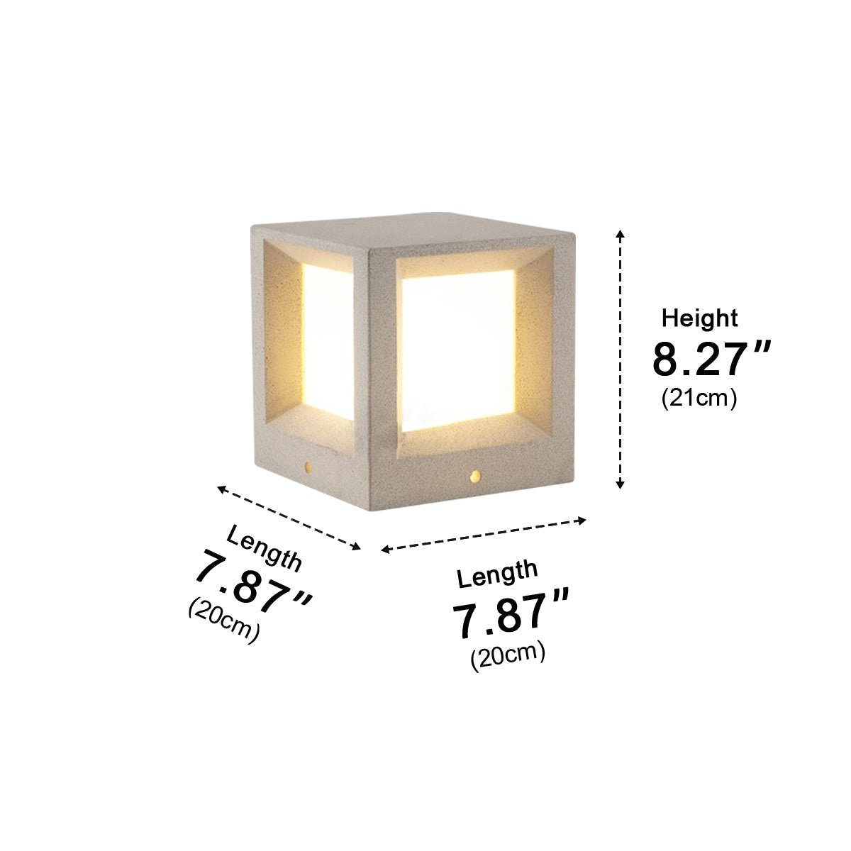 Waterproof Cubed Concrete LED Outdoor Post Lights