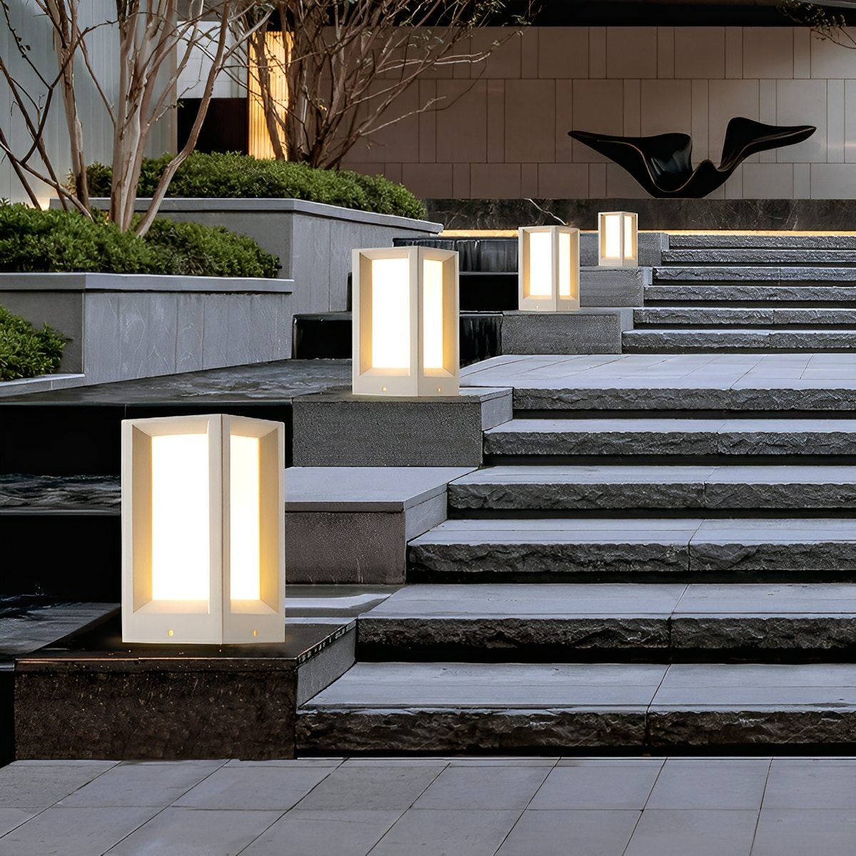 Waterproof Cubed Concrete LED Outdoor Post Lights