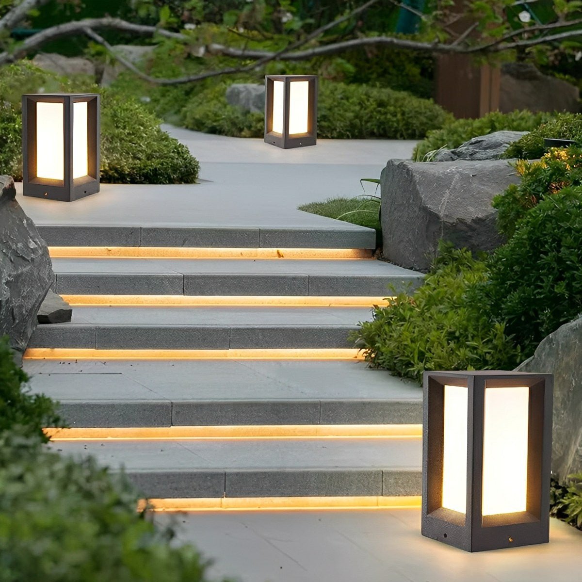 Waterproof Cubed Concrete LED Outdoor Post Lights