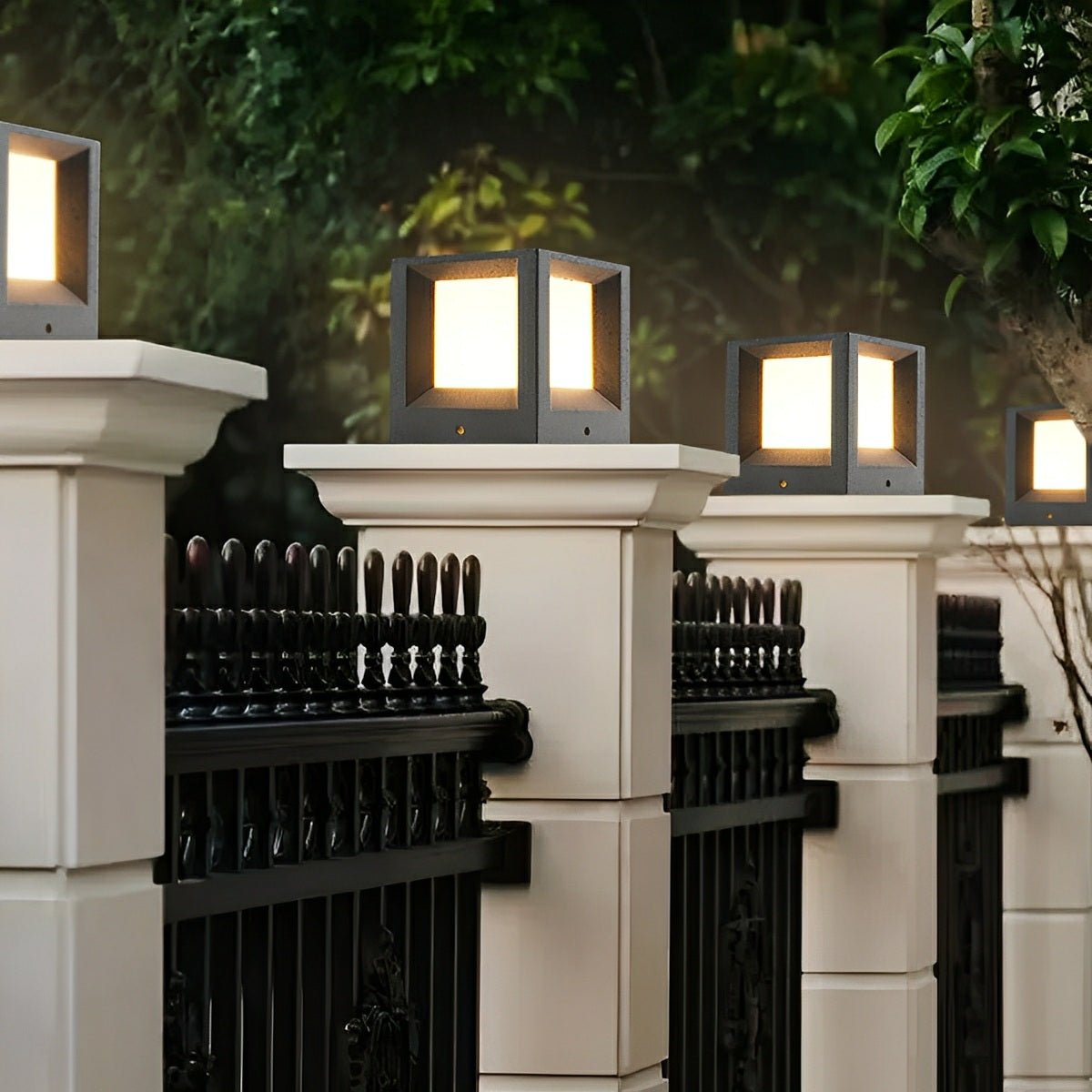 Waterproof Cubed Concrete LED Outdoor Post Lights