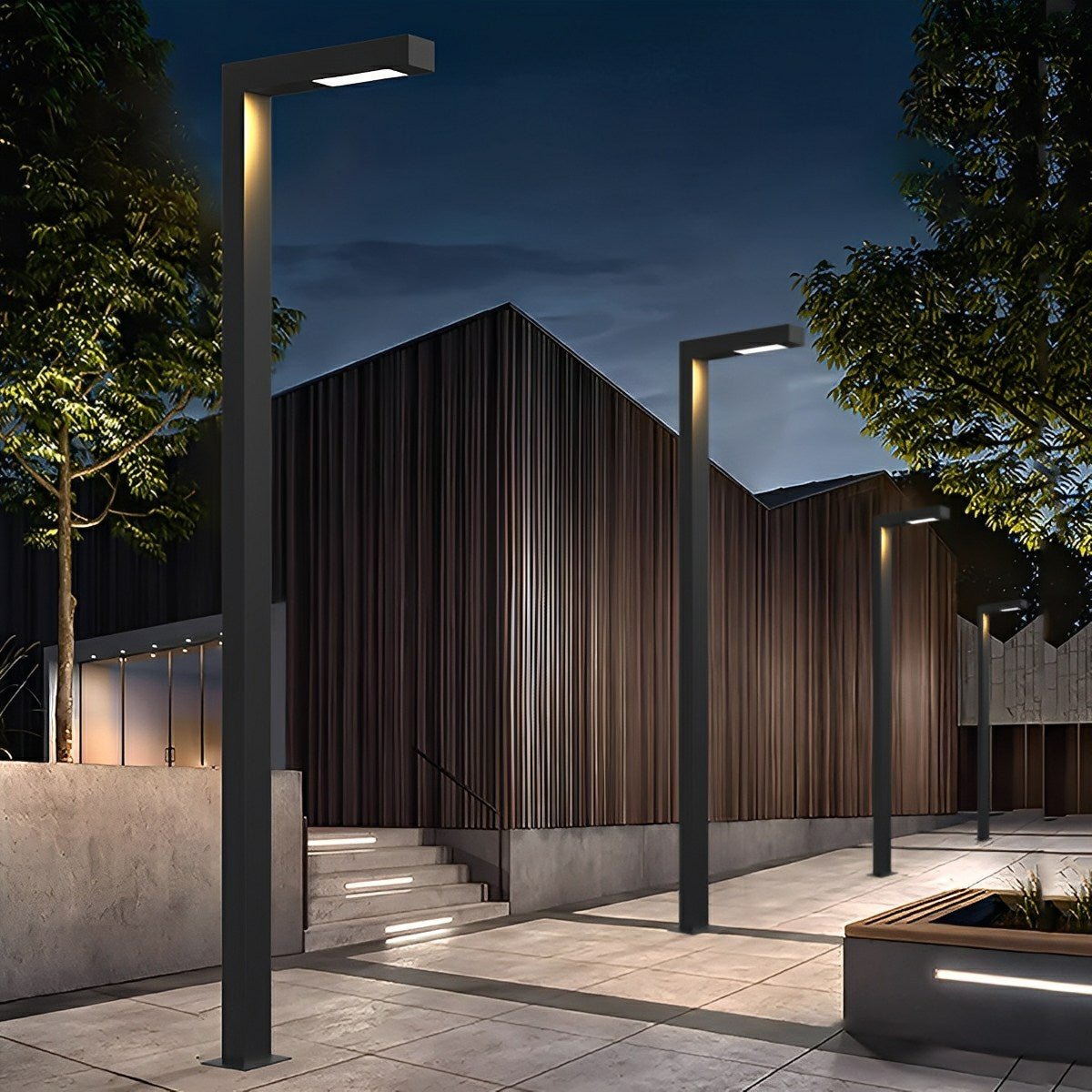 Waterproof LED Black Modern Column Outdoor Pole Street Light