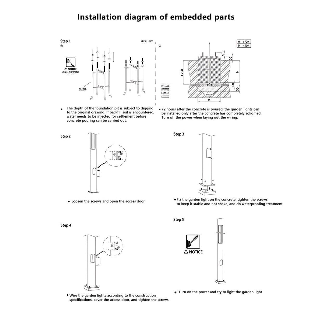 Waterproof LED Black Modern Column Outdoor Pole Street Light